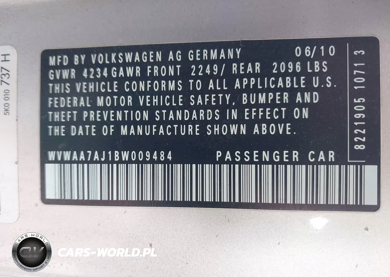 2011 Volkswagen Golf 2.5L 2-Door VIN:WVWAA7AJ1BW009484 - 9