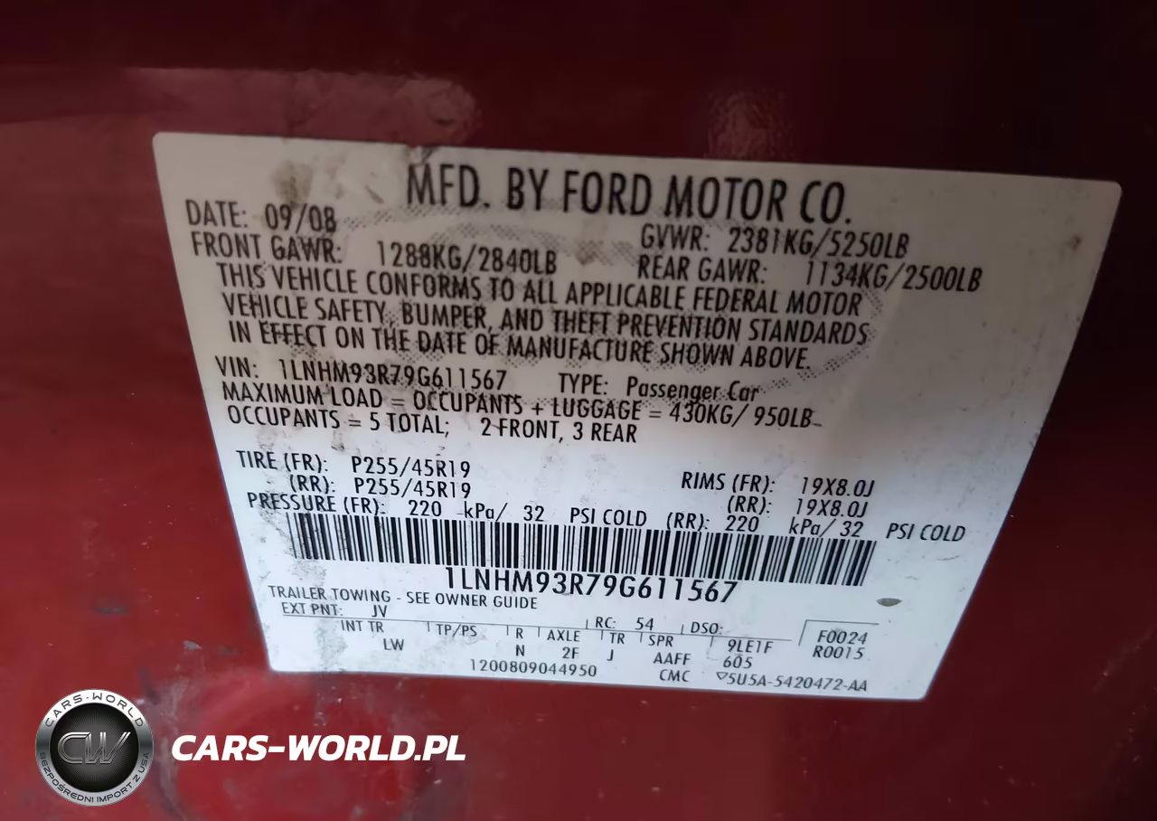 2009 Lincoln Mks VIN:1LNHM93R79G611567 - 9