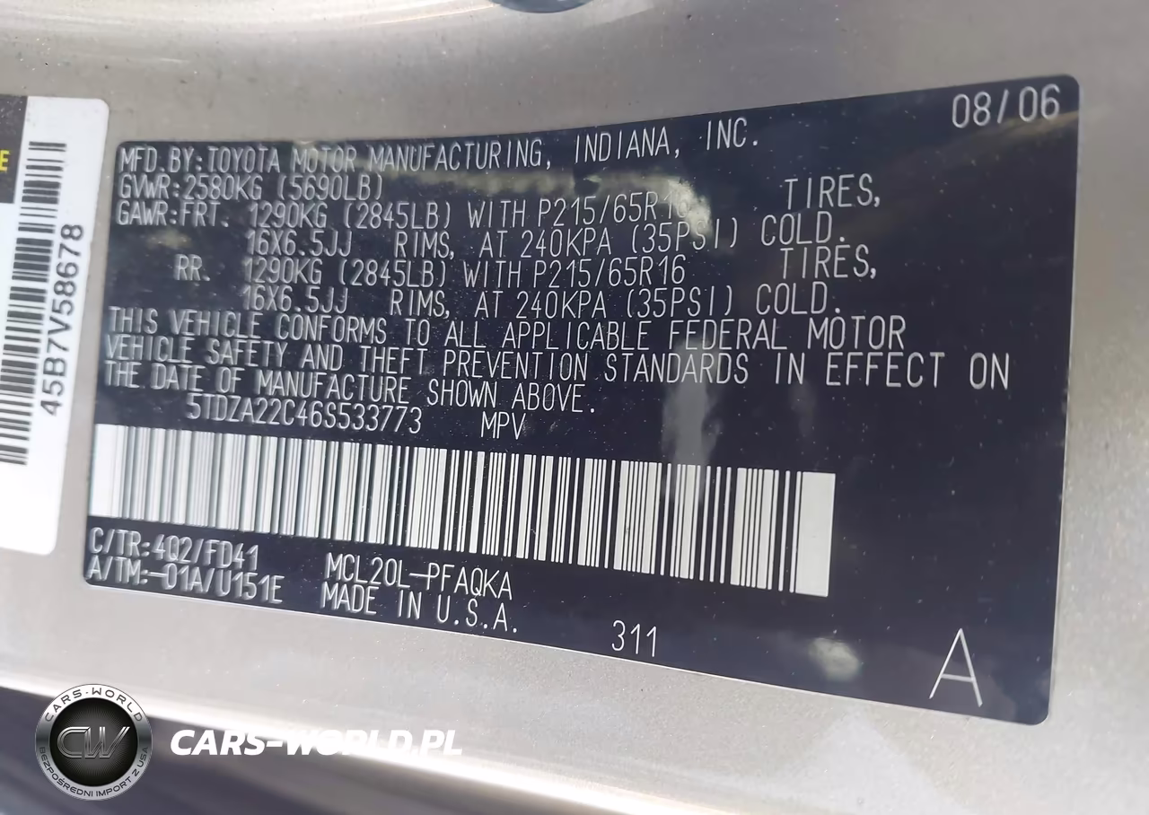2006 Toyota Sienna Xle VIN:5TDZA22C46S533773 - 9