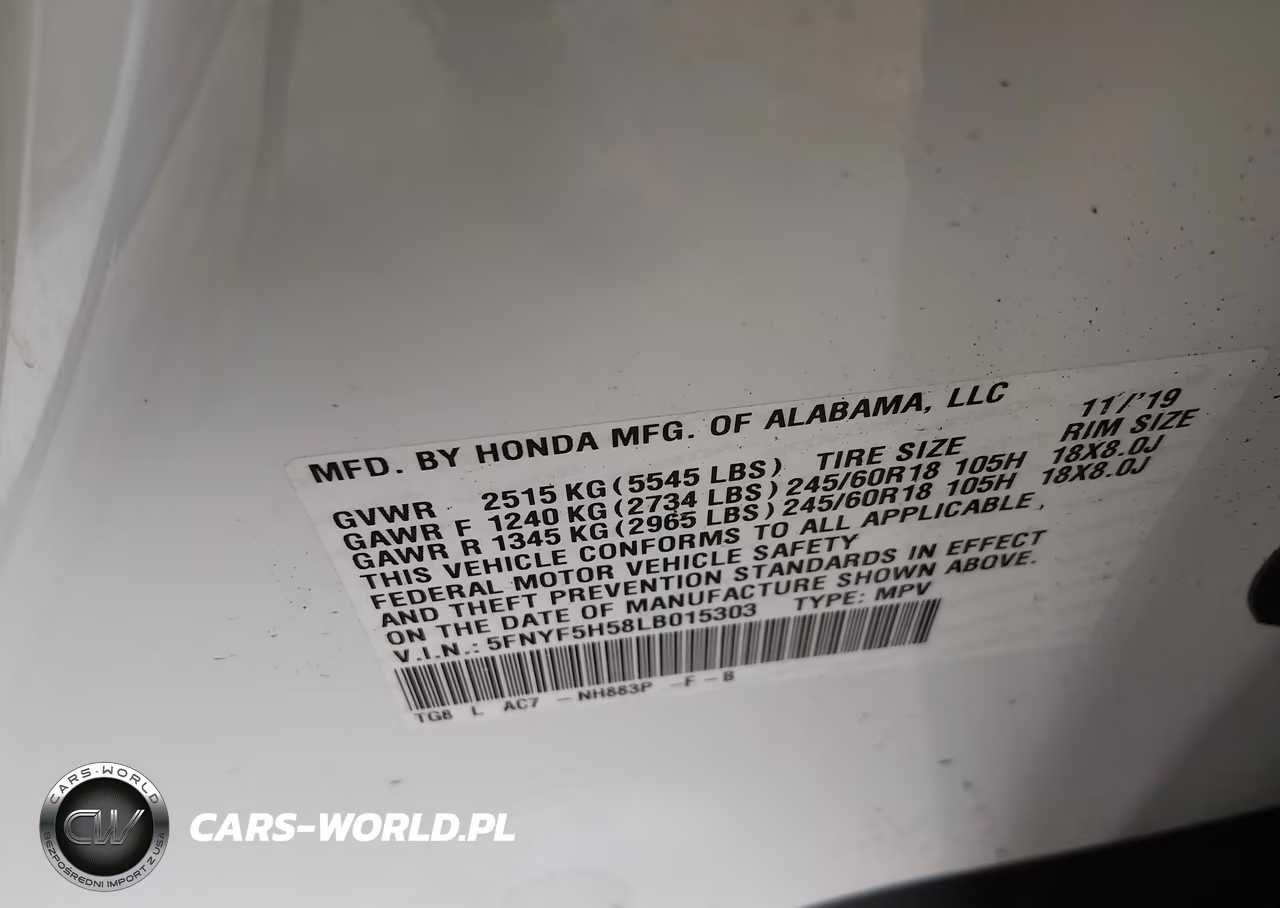 2020 Honda Pilot 2Wd Ex-L VIN:5FNYF5H58LB015303 - 9
