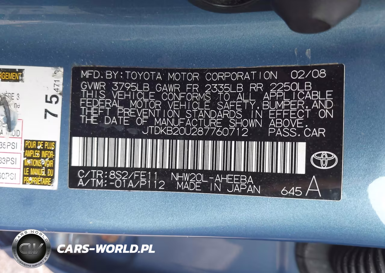 2008 Toyota Prius VIN:JTDKB20U287760712 - 9