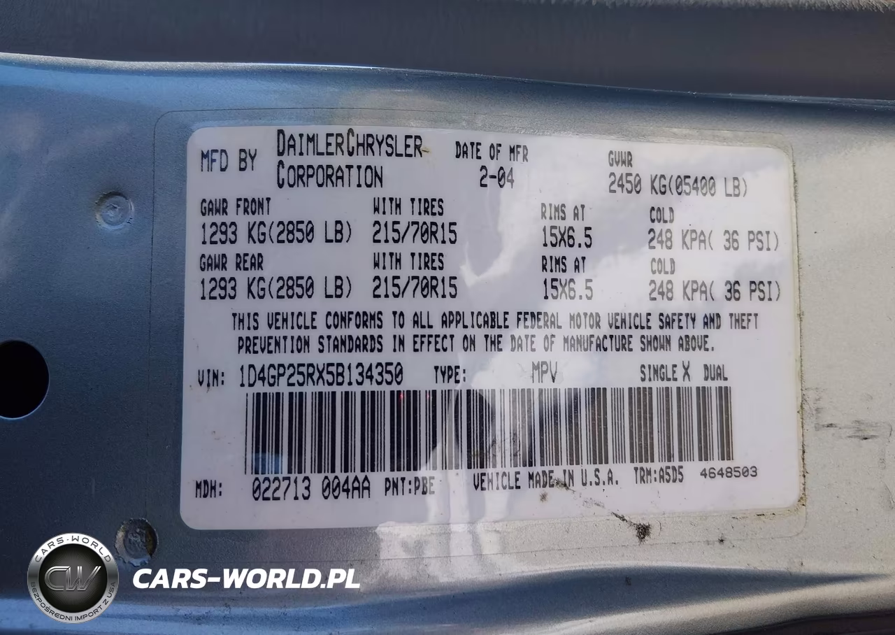 2005 Dodge Caravan Se VIN:1D4GP25RX5B134350 - 9