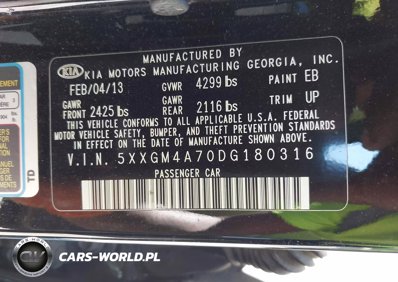 2013 Kia Optima Lx VIN:5XXGM4A70DG180316 - 9