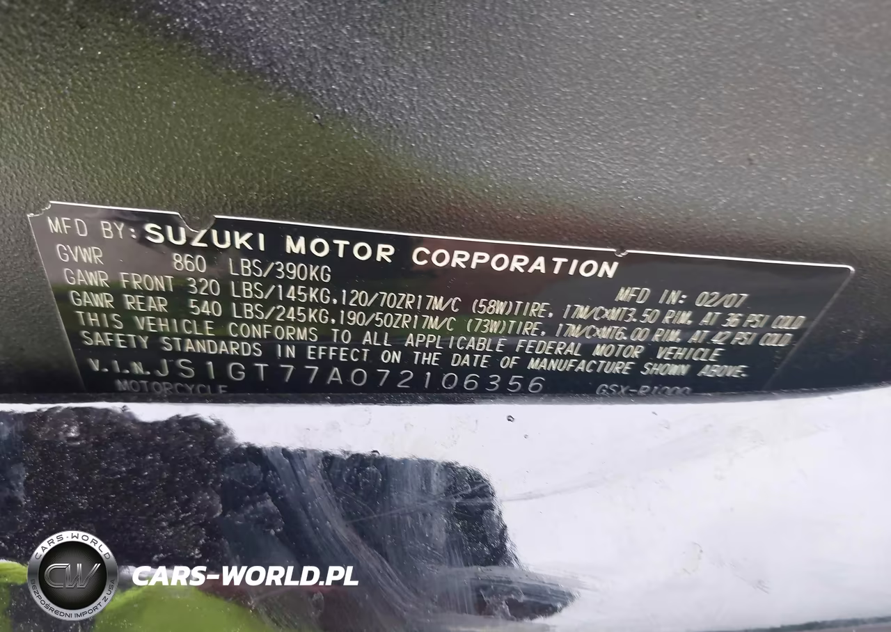 2007 Suzuki Gsx-R1000 VIN:JS1GT77A072106356 - 10