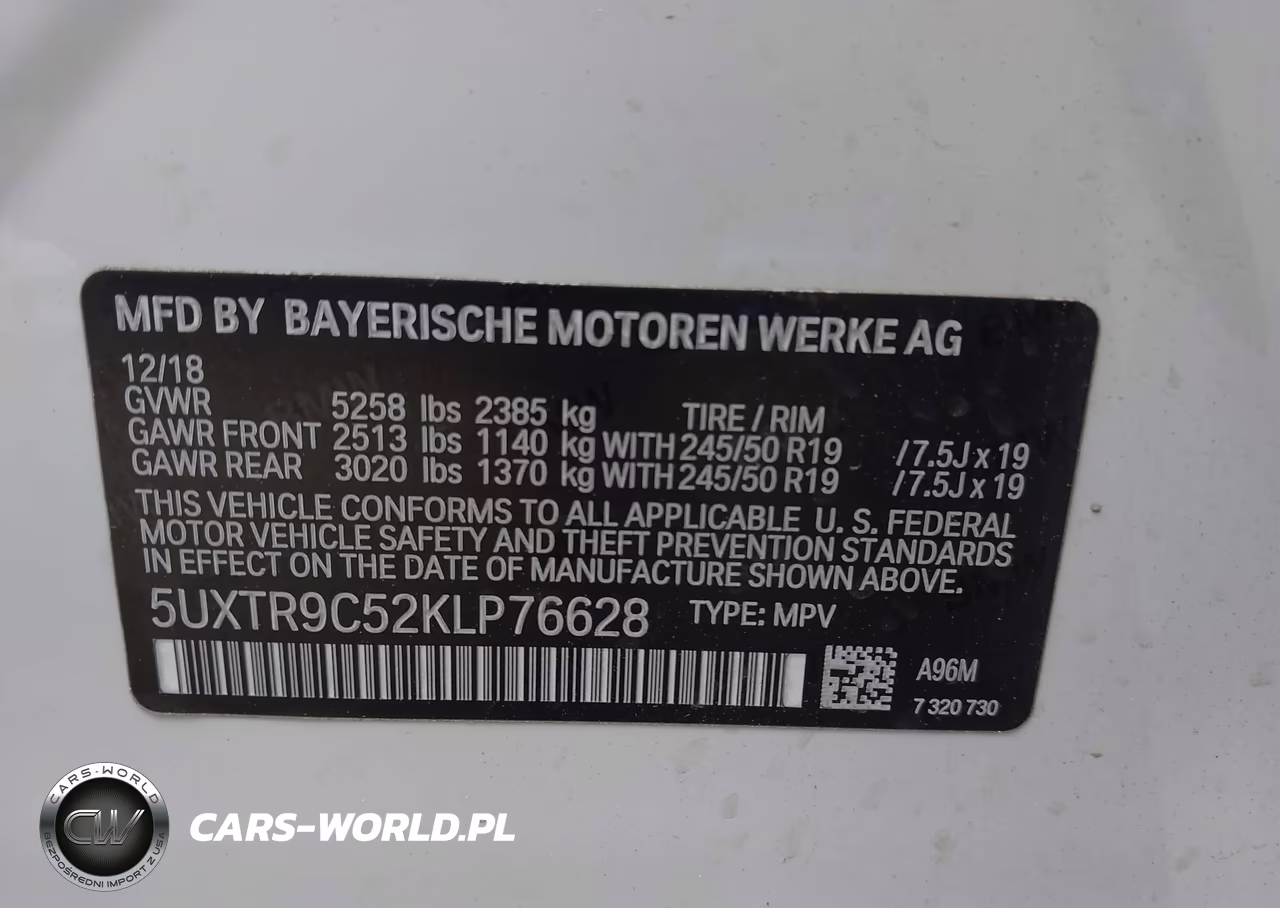 2019 BMW X3 xDrive30I VIN:5UXTR9C52KLP76628 - 9