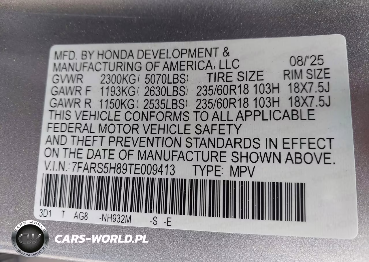 2026 Honda Cr-V Hybrid 2Wd Sport-L VIN:7FARS5H89TE009413 - 9
