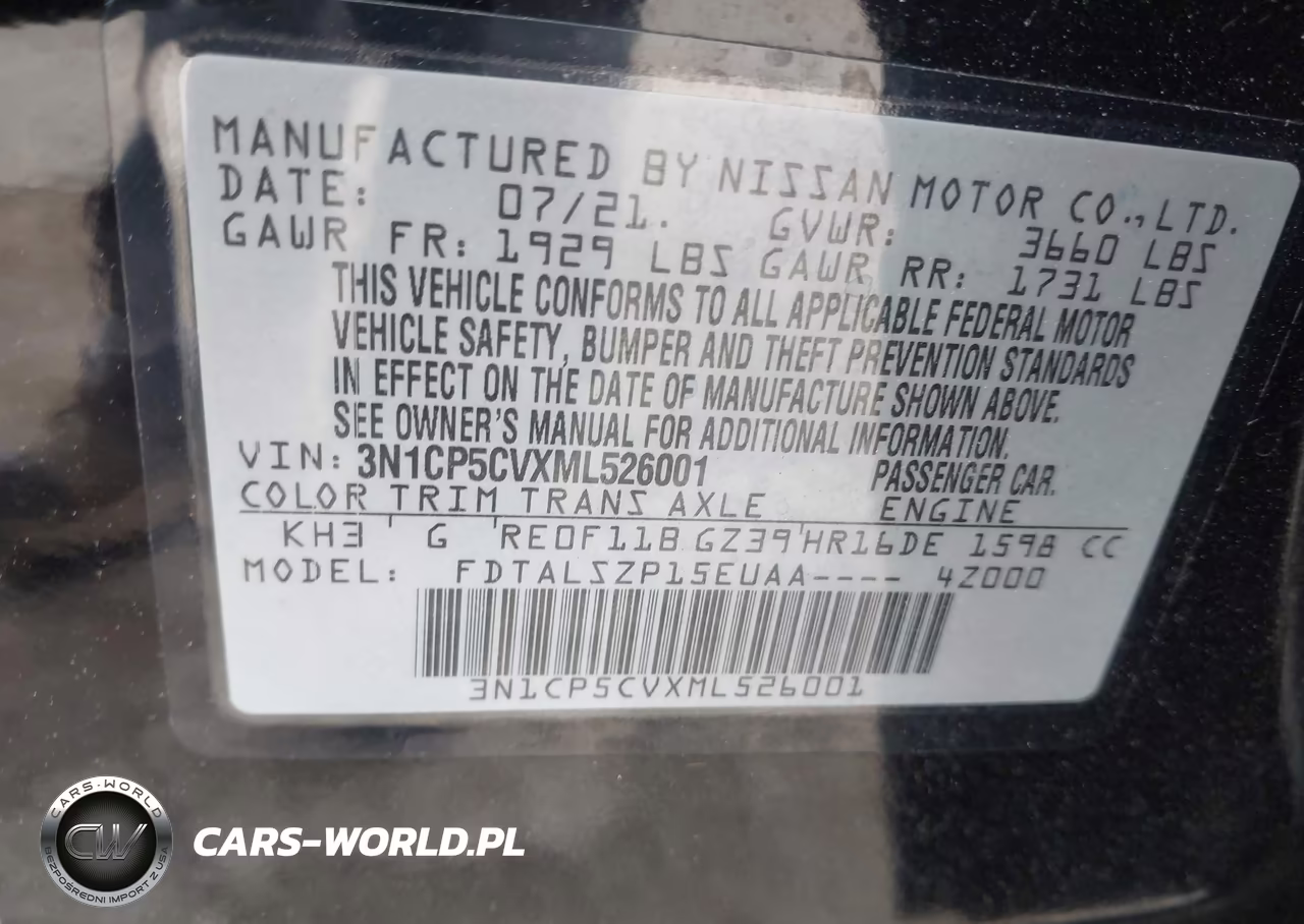 2021 Nissan Kicks Sv Xtronic Cvt VIN:3N1CP5CVXML526001 - 9