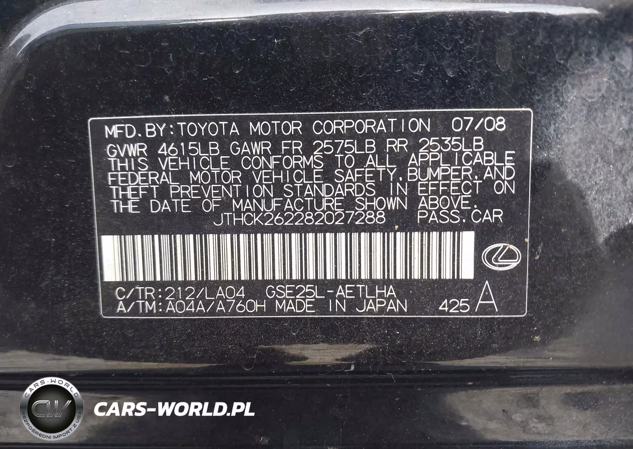 2008 Lexus Is 250 VIN:JTHCK262282027288 - 9