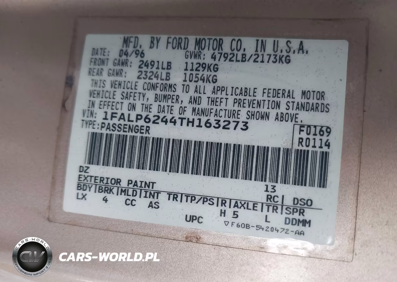 1996 Ford Thunderbird Lx VIN:1FALP6244TH163273 - 9