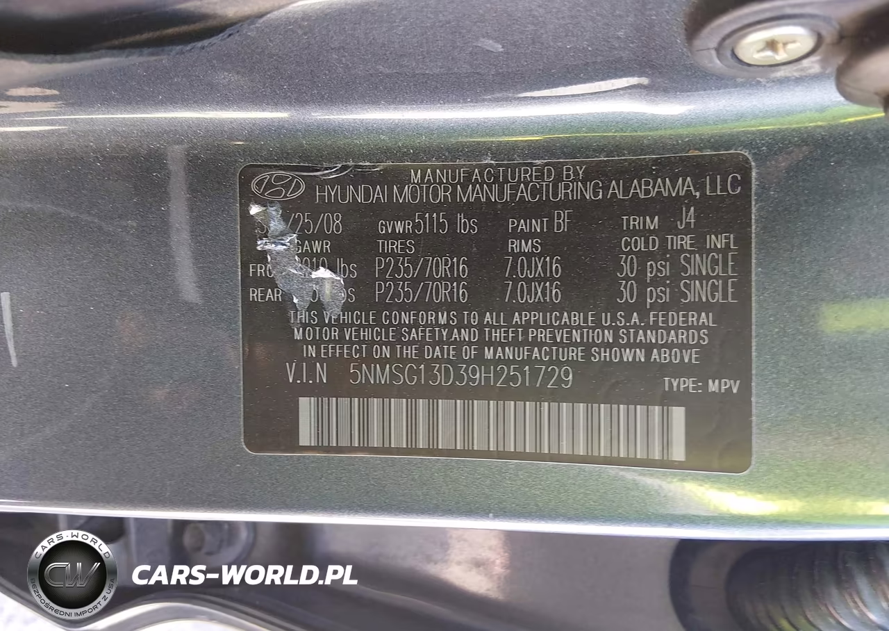 2009 Hyundai Santa Fe Gls VIN:5NMSG13D39H251729 - 9