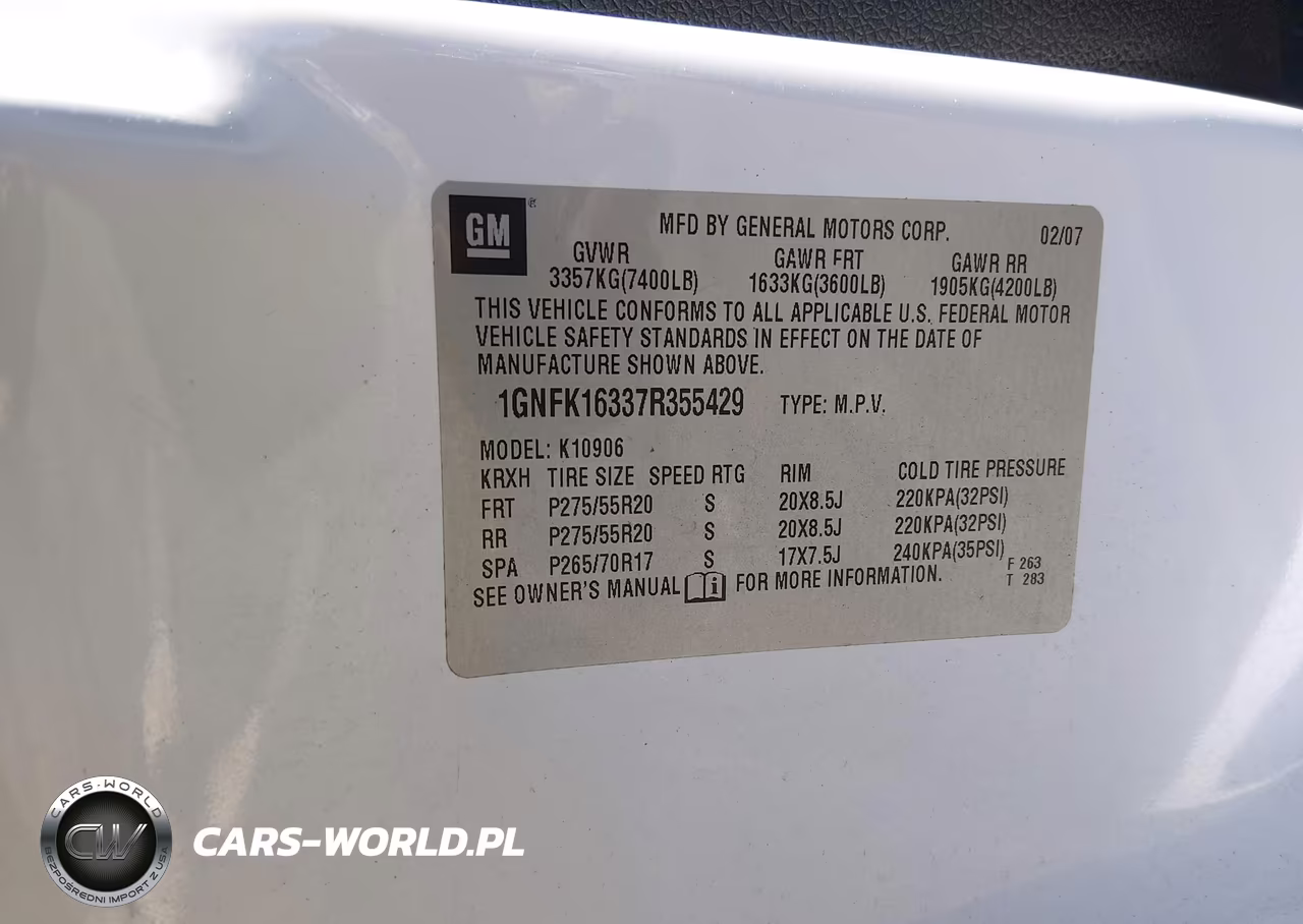 2007 Chevrolet Suburban 1500 Ltz VIN:1GNFK16337R355429 - 9