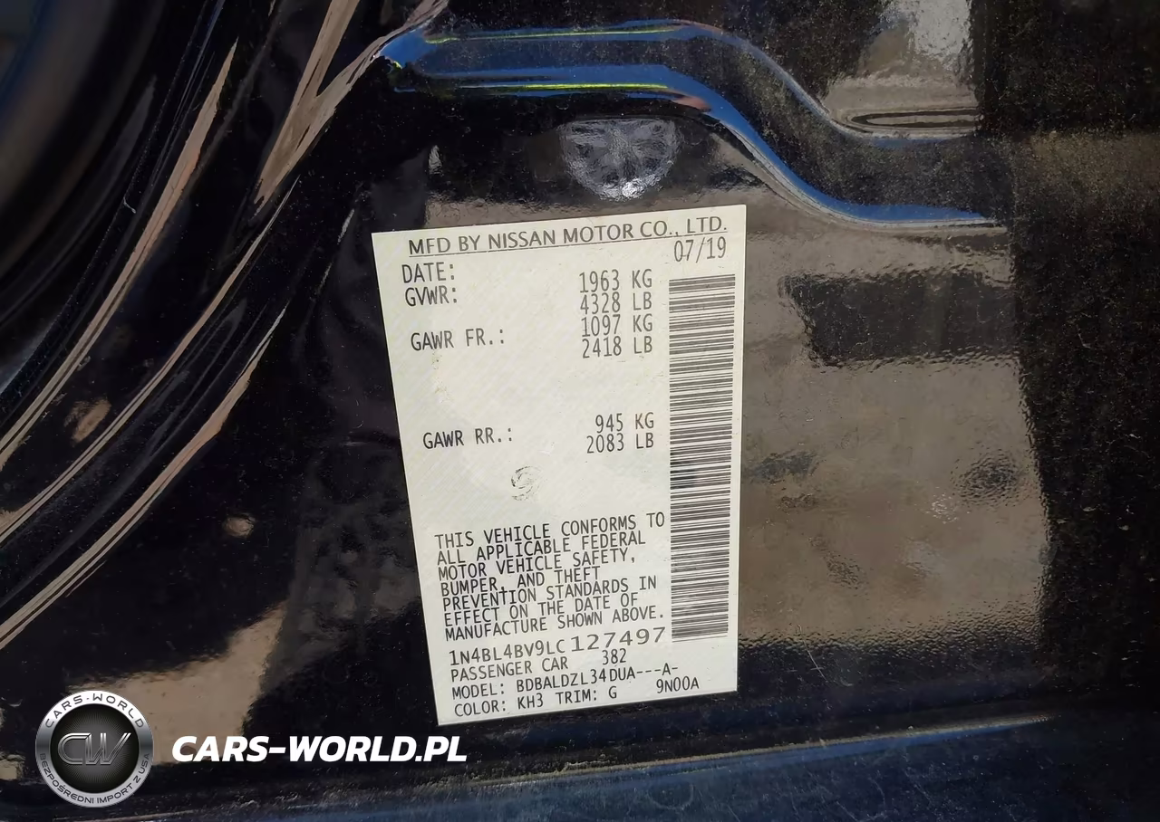 2020 Nissan Altima S Fwd VIN:1N4BL4BV9LC127497 - 9