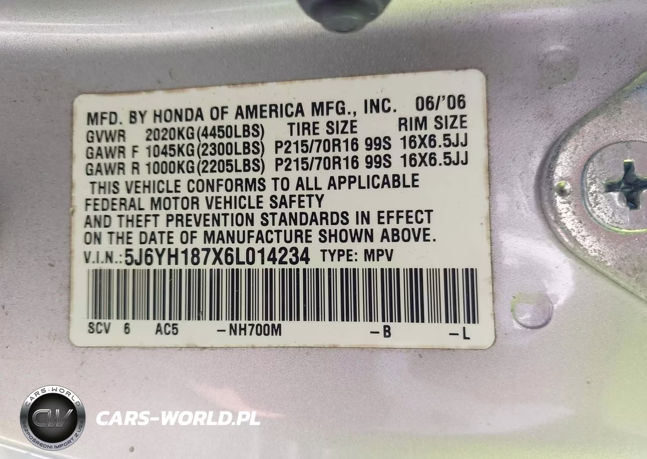 2006 Honda Element Ex-P VIN:5J6YH187X6L014234 - 9