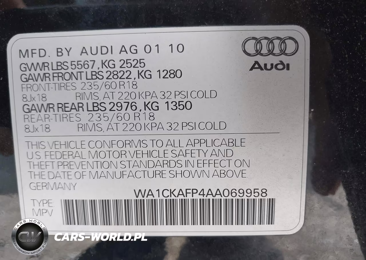 2010 Audi Q5 3.2 Premium VIN:WA1CKAFP4AA069958 - 9