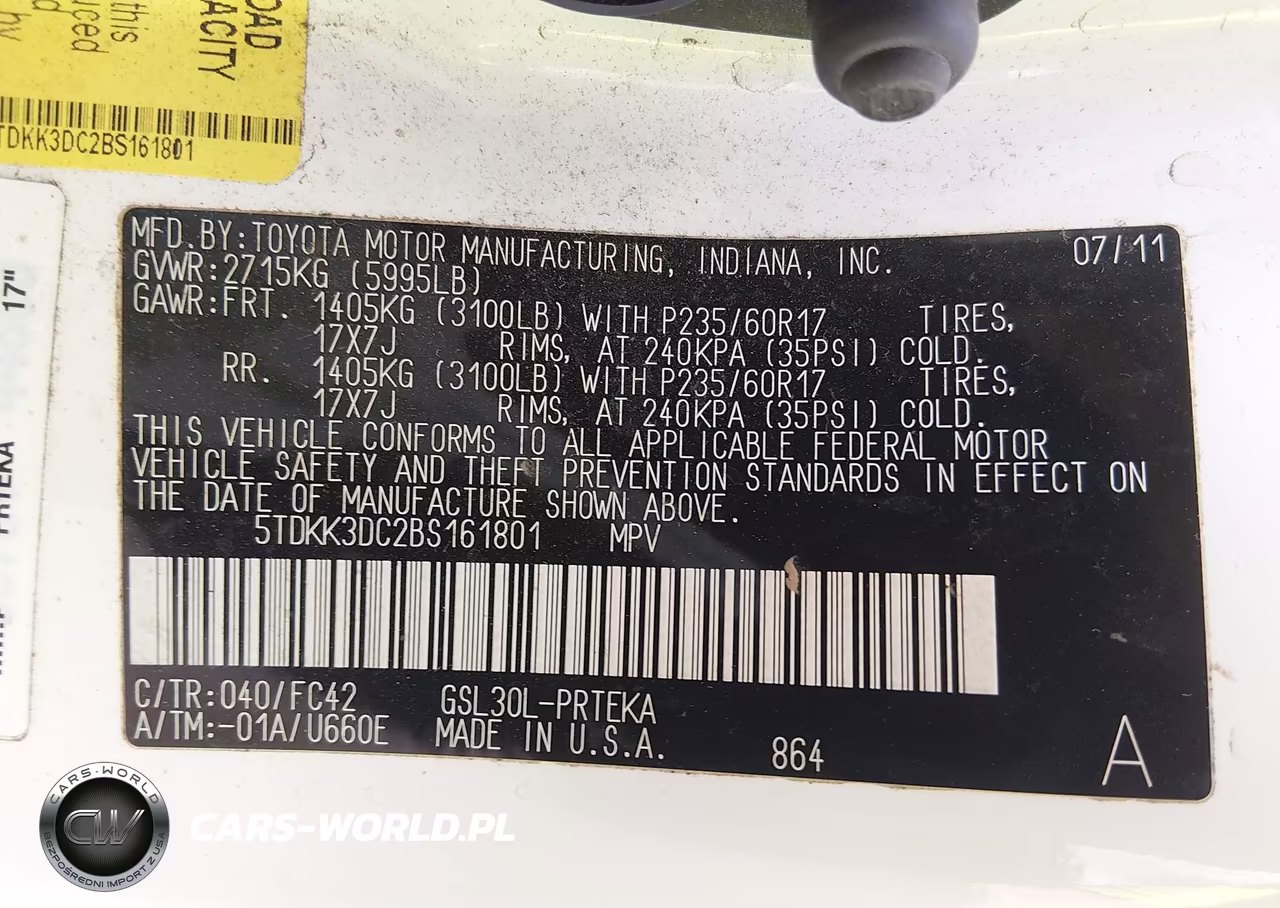 2011 Toyota Sienna Le V6 VIN:5TDKK3DC2BS161801 - 9