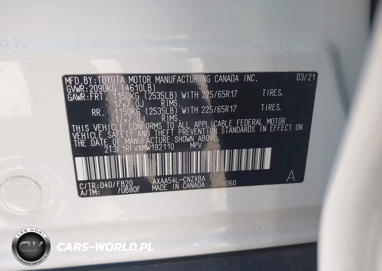 2021 Toyota Rav4 Le VIN:2T3F1RFVXMW192110 - 9