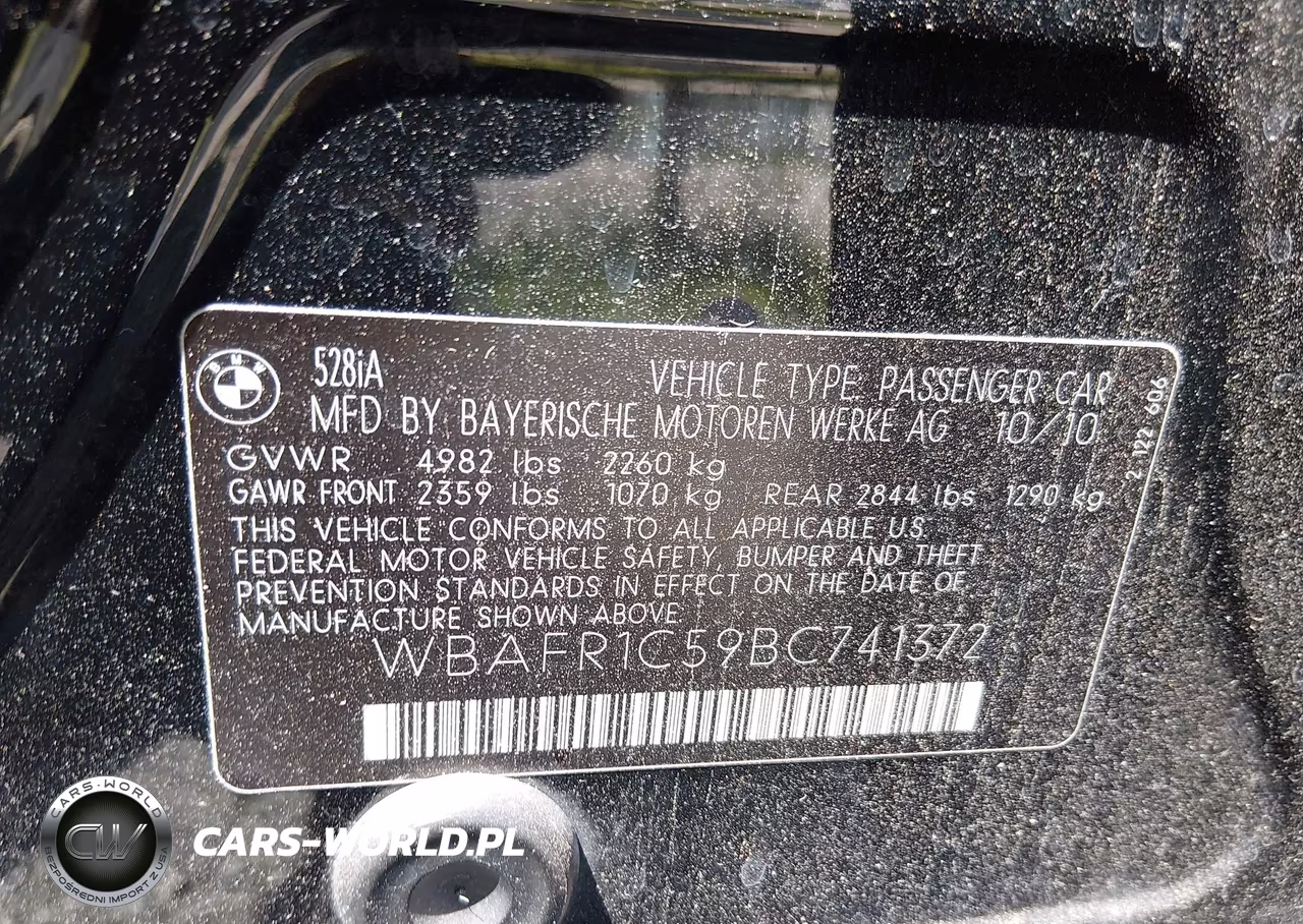 2011 BMW 528I VIN:WBAFR1C59BC741372 - 9
