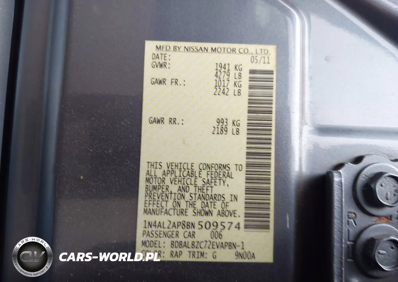 2011 Nissan Altima 2.5 S VIN:1N4AL2AP8BN509574 - 9