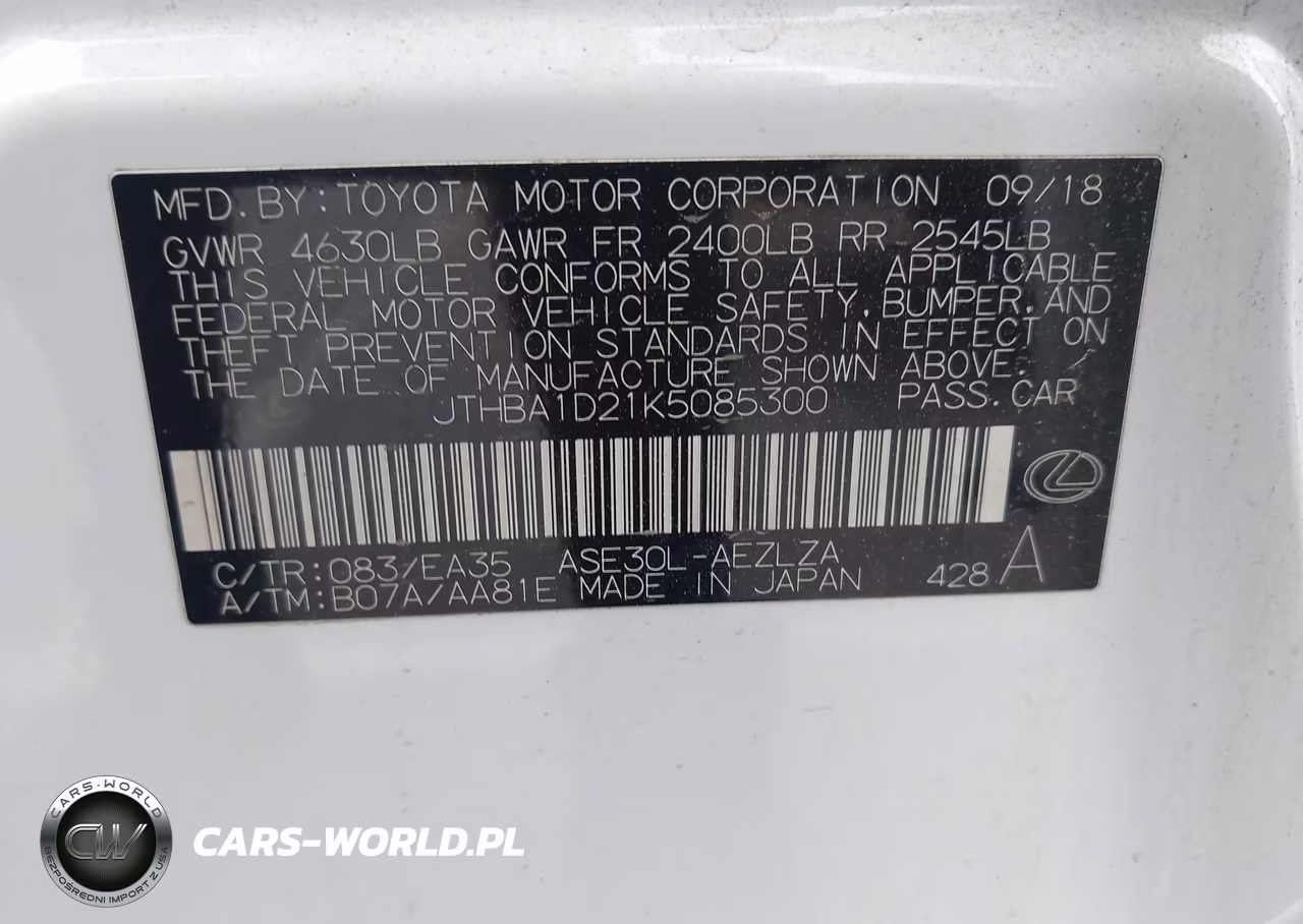 2019 Lexus Is 300 VIN:JTHBA1D21K5085300 - 9