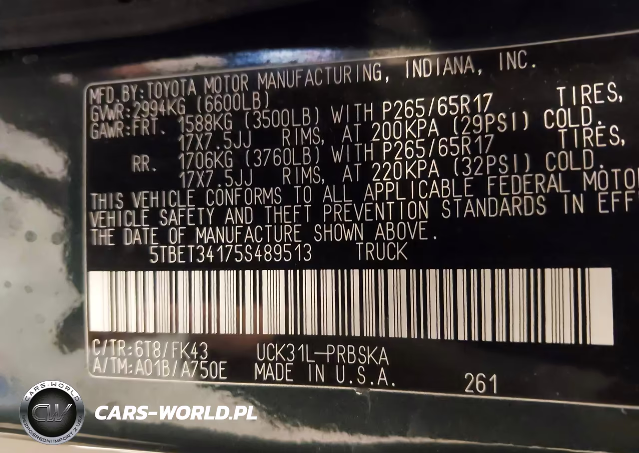 2005 Toyota Tundra Sr5 V8 VIN:5TBET34175S489513 - 9