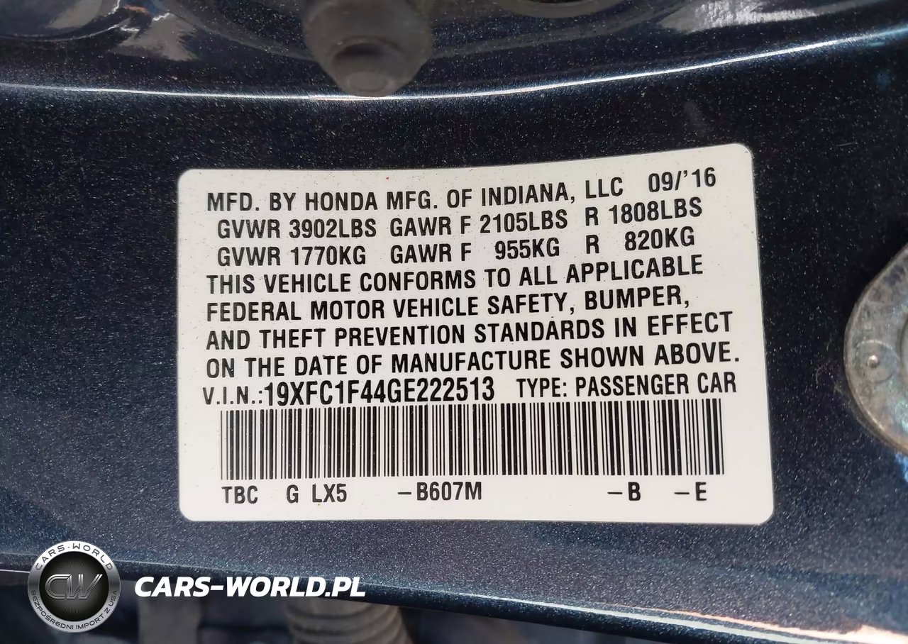 2016 Honda Civic Ex-T VIN:19XFC1F44GE222513 - 9