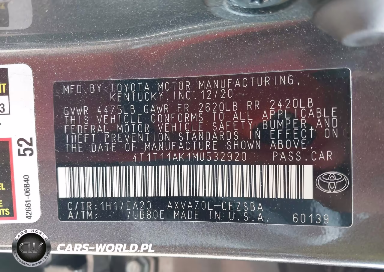 2021 Toyota Camry Se VIN:4T1T11AK1MU532920 - 9