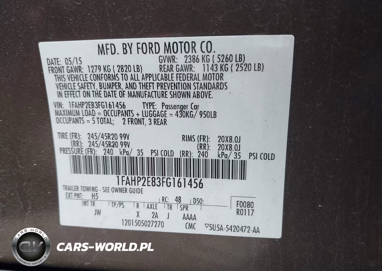 2015 Ford Taurus Sel VIN:1FAHP2E83FG161456 - 9