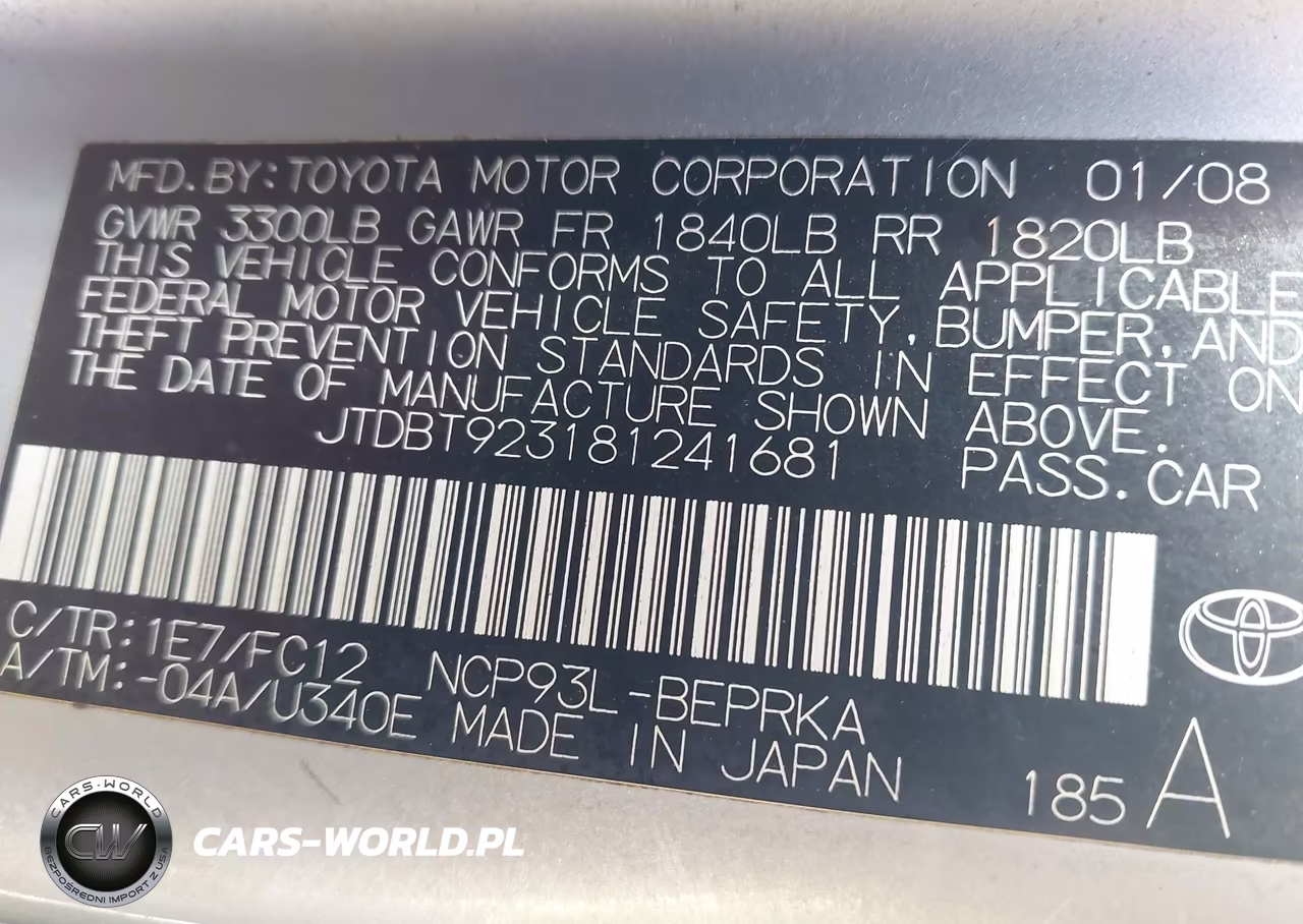 2008 Toyota Yaris VIN:JTDBT923181241681 - 9