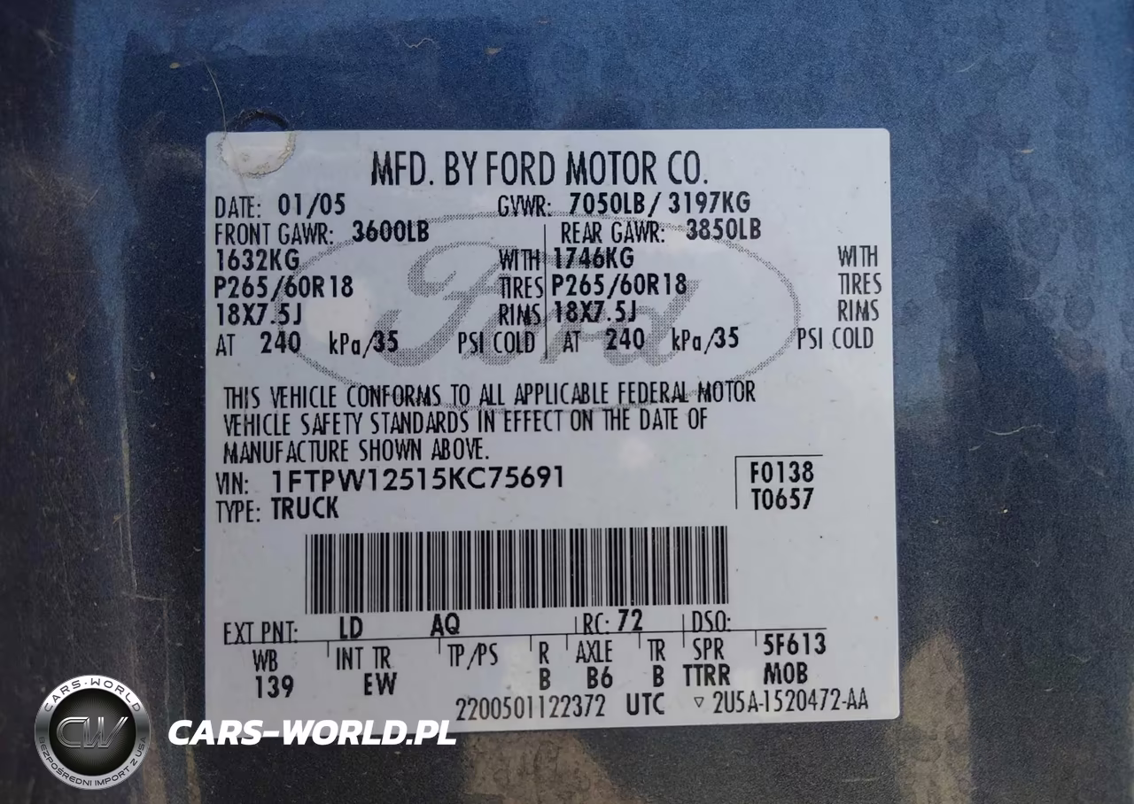 2005 Ford F-150 Lariat-Xlt VIN:1FTPW12515KC75691 - 9