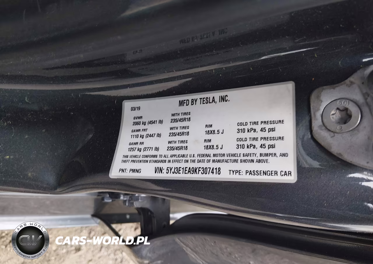 2019 Tesla Model 3 Long Range-Mid Range-Standard Range-Standard Range Plus VIN:5YJ3E1EA9KF307418 - 9