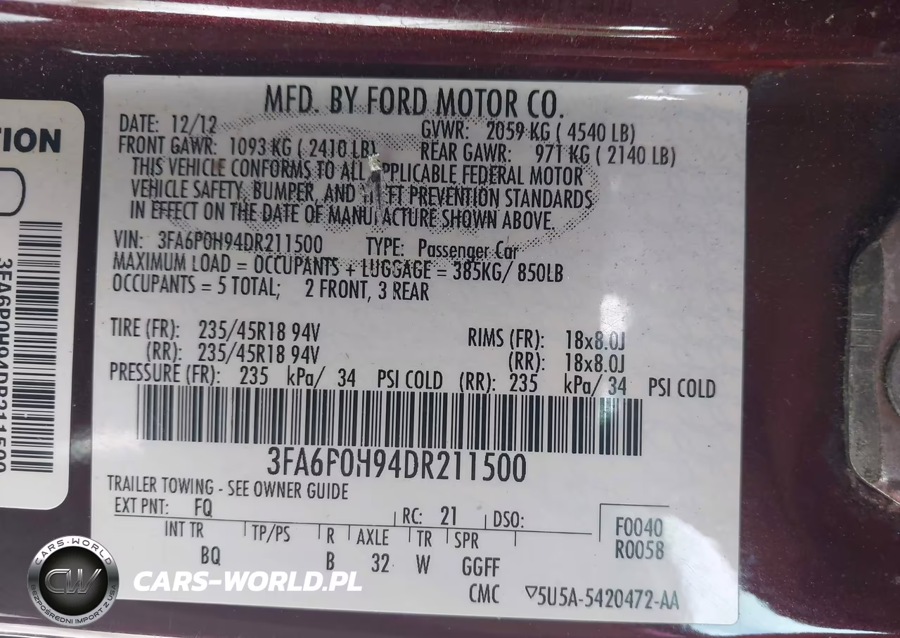 2013 Ford Fusion Se VIN:3FA6P0H94DR211500 - 9
