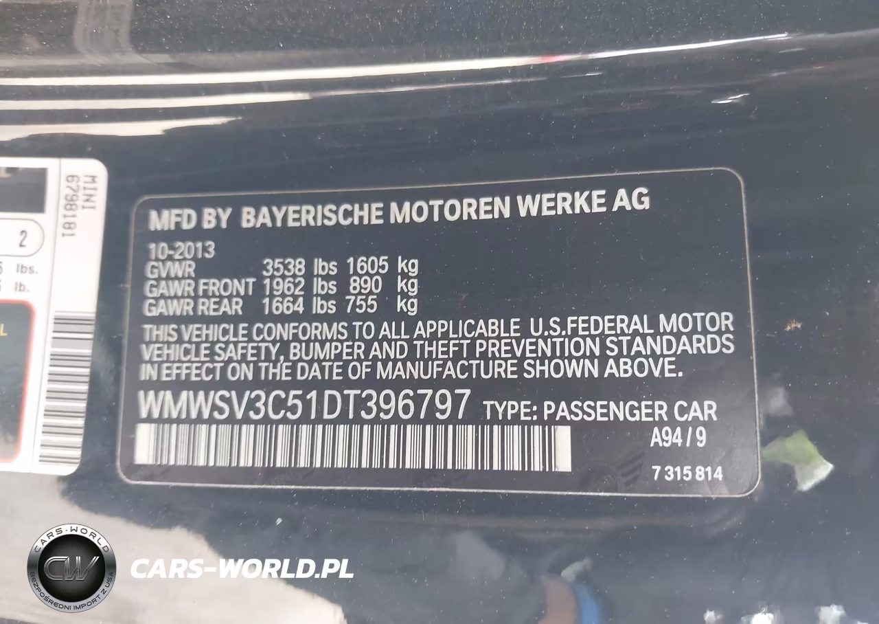2013 Mini Hardtop Cooper S VIN:WMWSV3C51DT396797 - 9