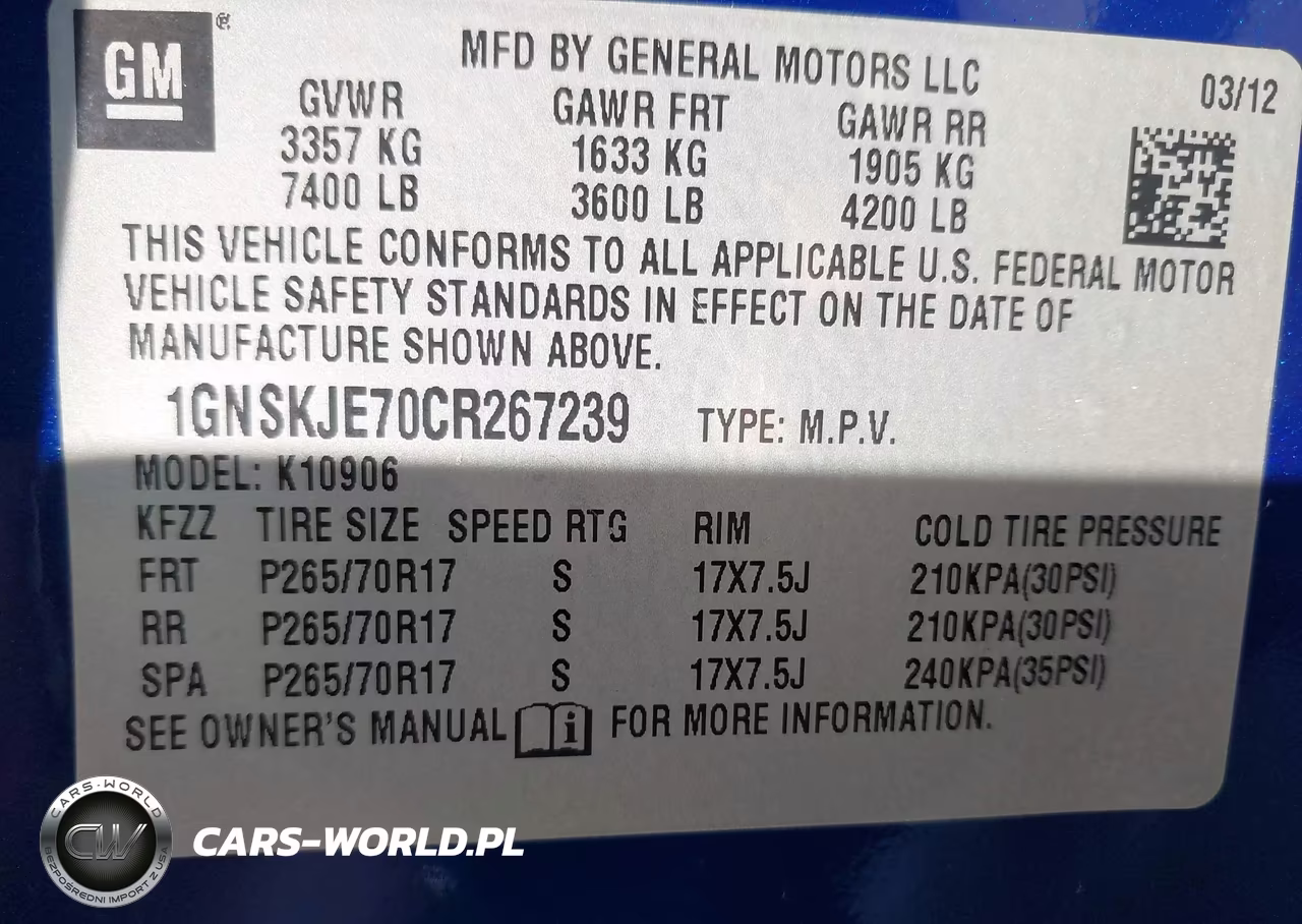 2012 Chevrolet Suburban 1500 Lt VIN:1GNSKJE70CR267239 - 9
