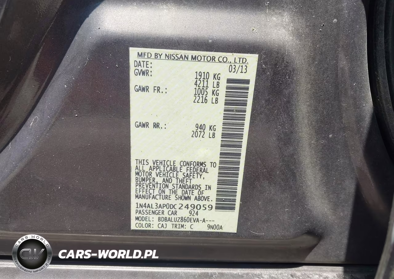 2013 Nissan Altima 2.5 Sv VIN:1N4AL3AP0DC249059 - 9