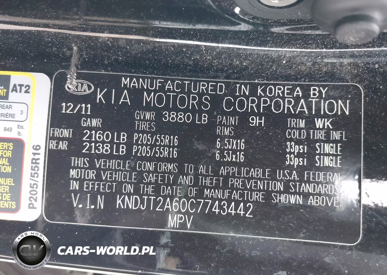 2012 Kia Soul + VIN:KNDJT2A60C7743442 - 9