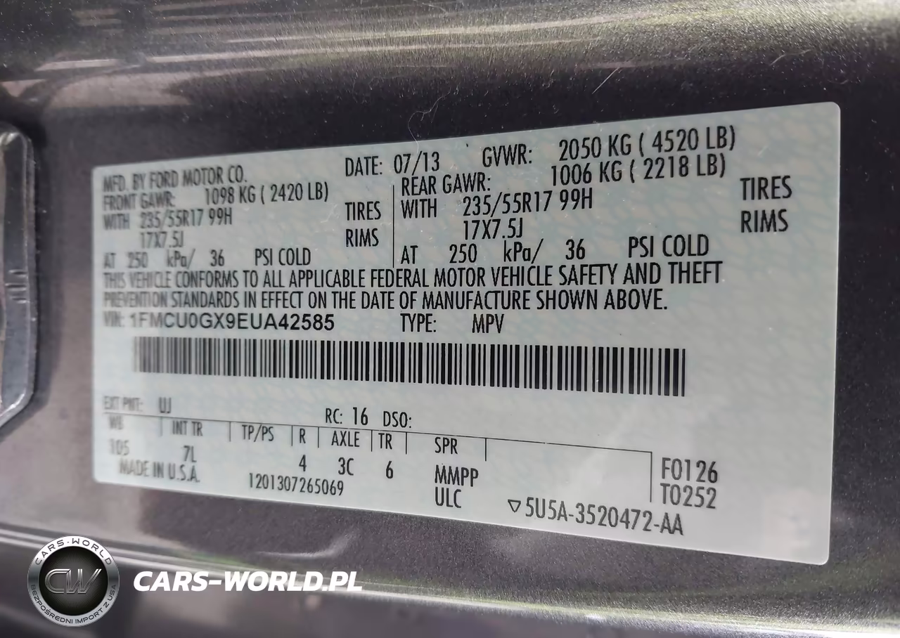2014 Ford Escape Se VIN:1FMCU0GX9EUA42585 - 9