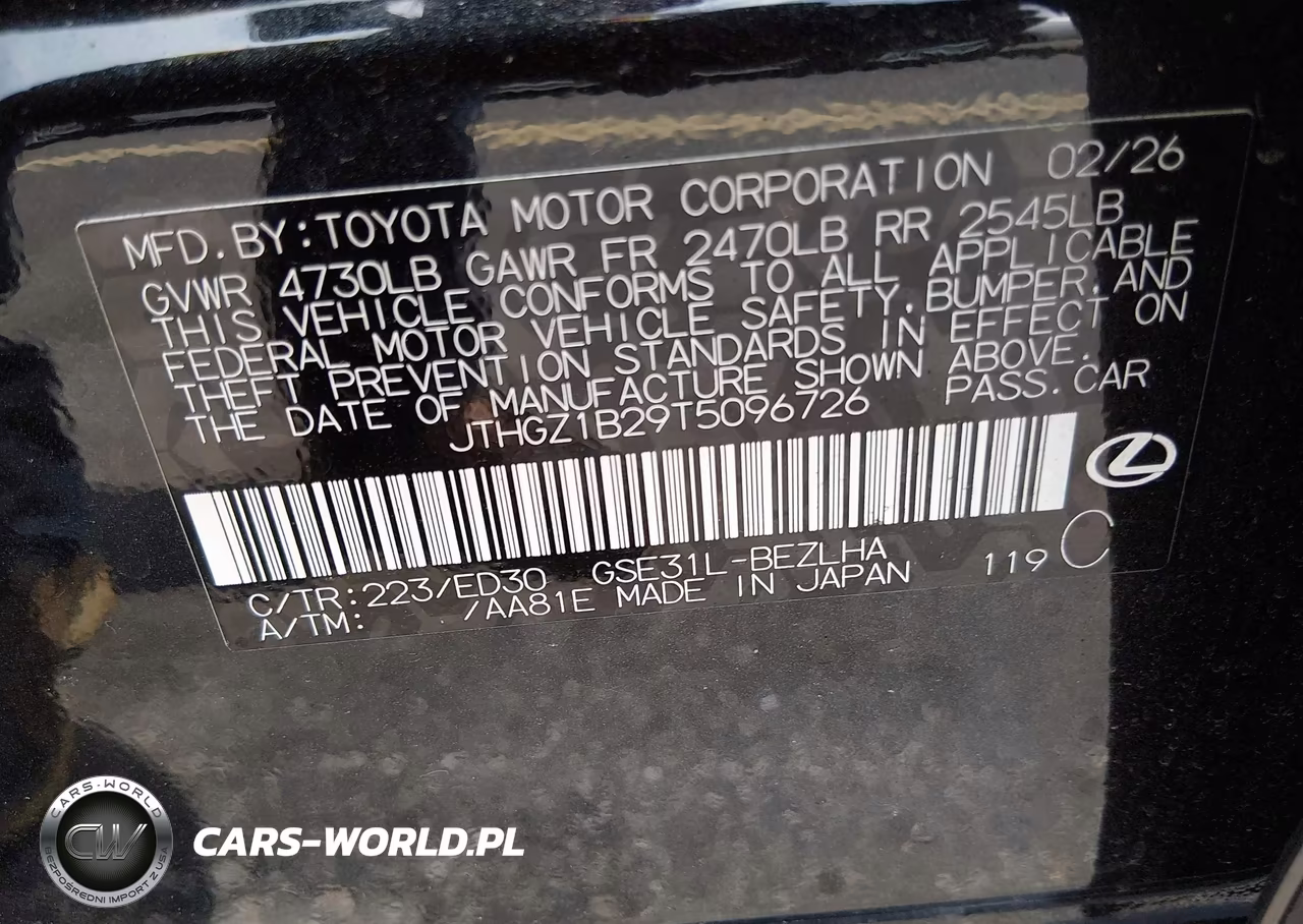 2026 Lexus Is 350 F Sport VIN:JTHGZ1B29T5096726 - 9