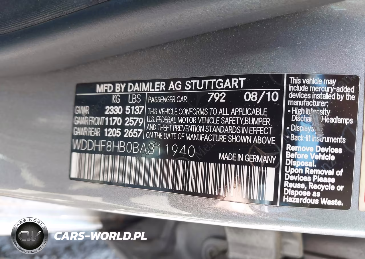 2011 Mercedes-Benz E 350 4Matic VIN:WDDHF8HB0BA311940 - 9