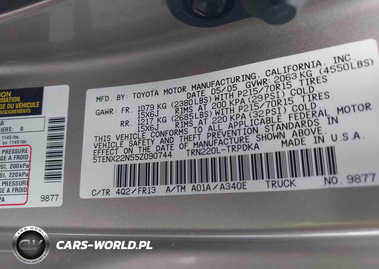2005 Toyota Tacoma VIN:5TENX22N55Z090744 - 9