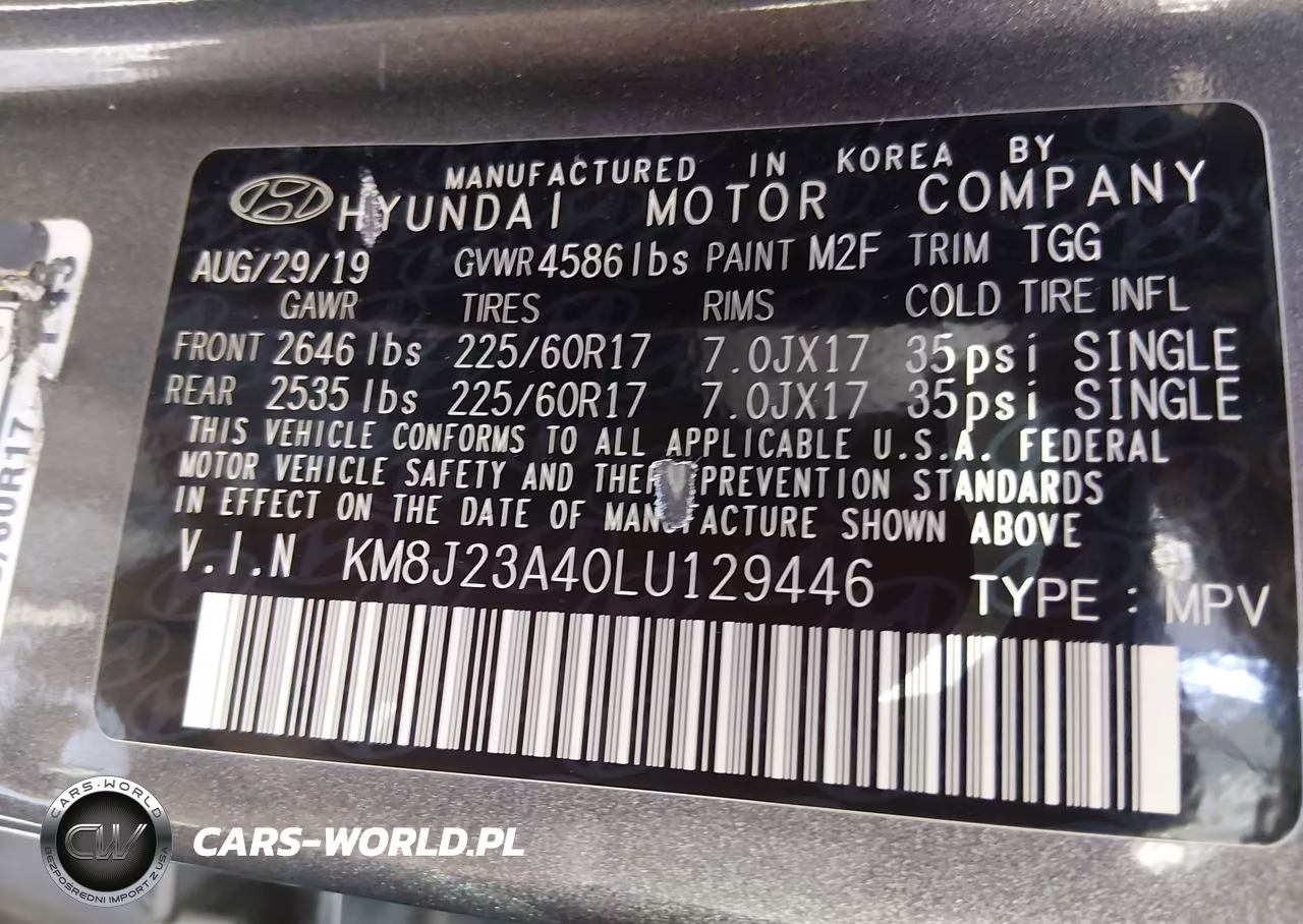 2020 Hyundai Tucson Se VIN:KM8J23A40LU129446 - 9