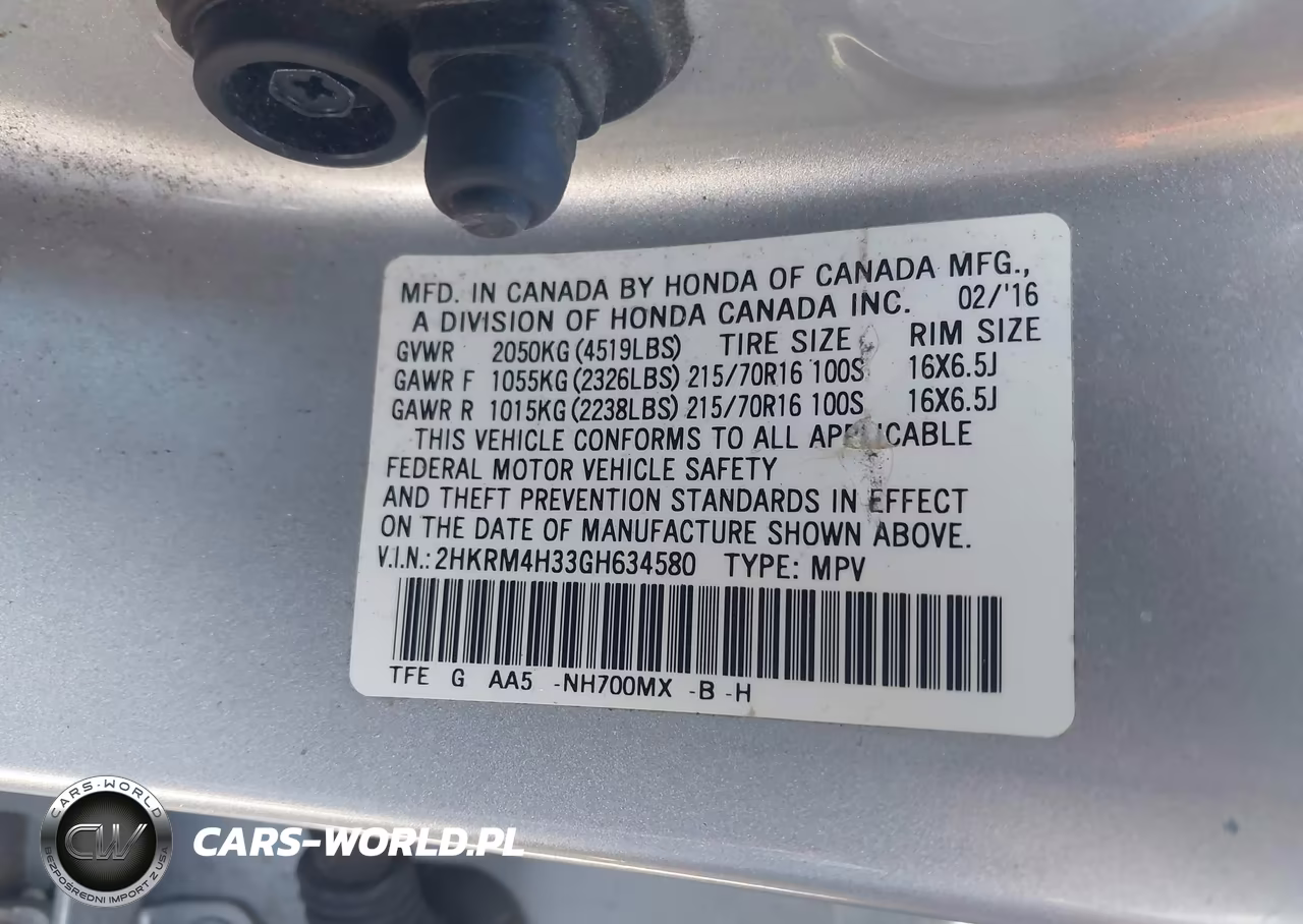 2016 Honda Cr-V Lx VIN:2HKRM4H33GH634580 - 9