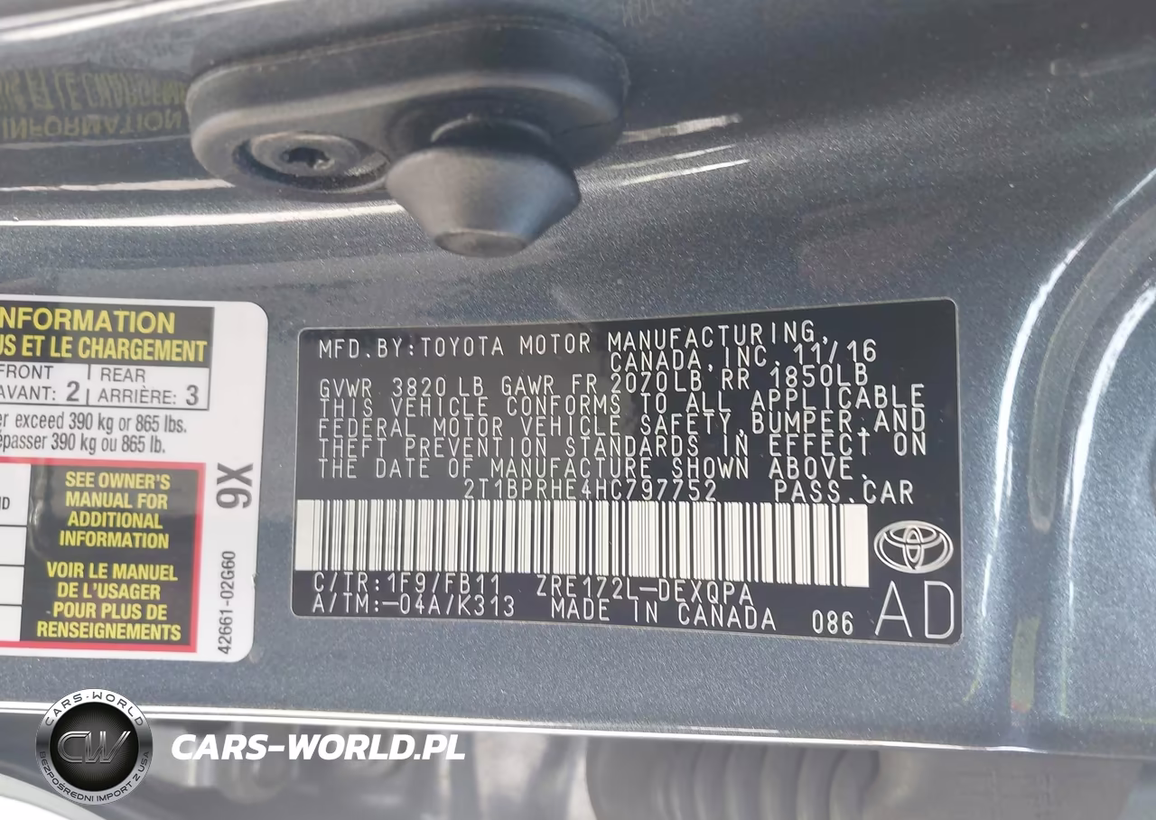 2017 Toyota Corolla Le Eco VIN:2T1BPRHE4HC797752 - 9