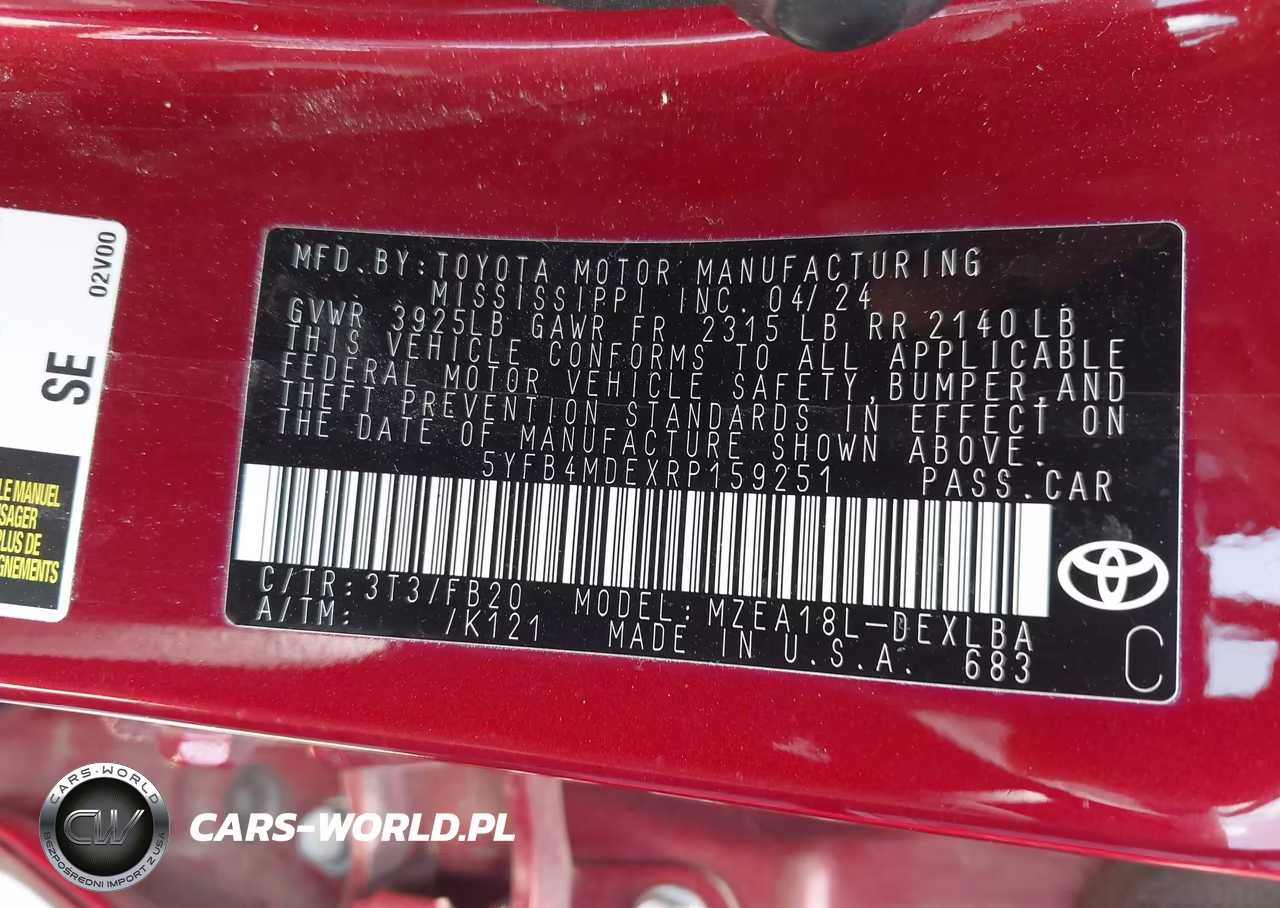 2024 Toyota Corolla Le VIN:5YFB4MDEXRP159251 - 9