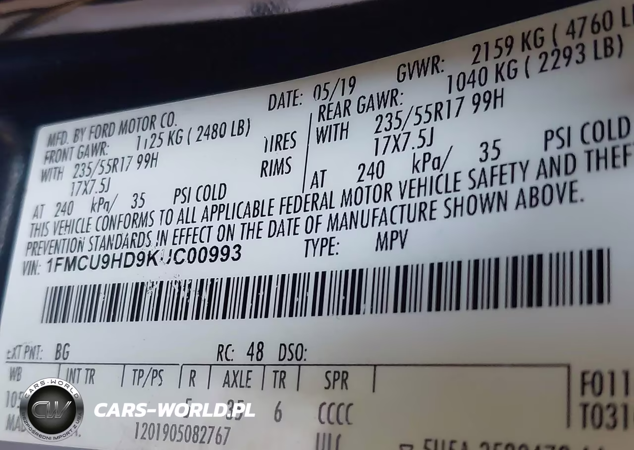 2019 Ford Escape Sel VIN:1FMCU9HD9KUC00993 - 9