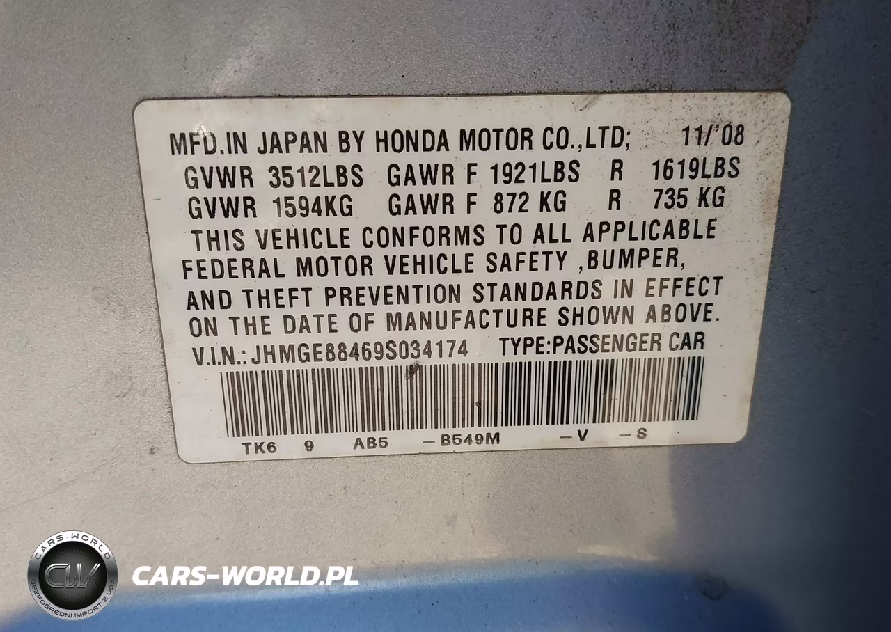 2009 Honda Fit Sport VIN:JHMGE88469S034174 - 9