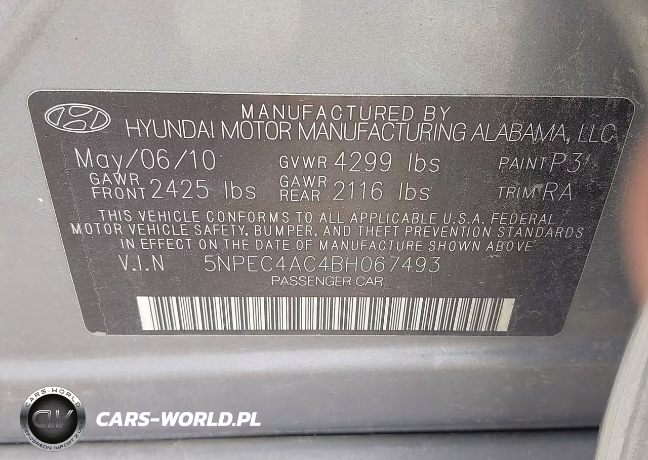 2011 Hyundai Sonata Se VIN:5NPEC4AC4BH067493 - 9