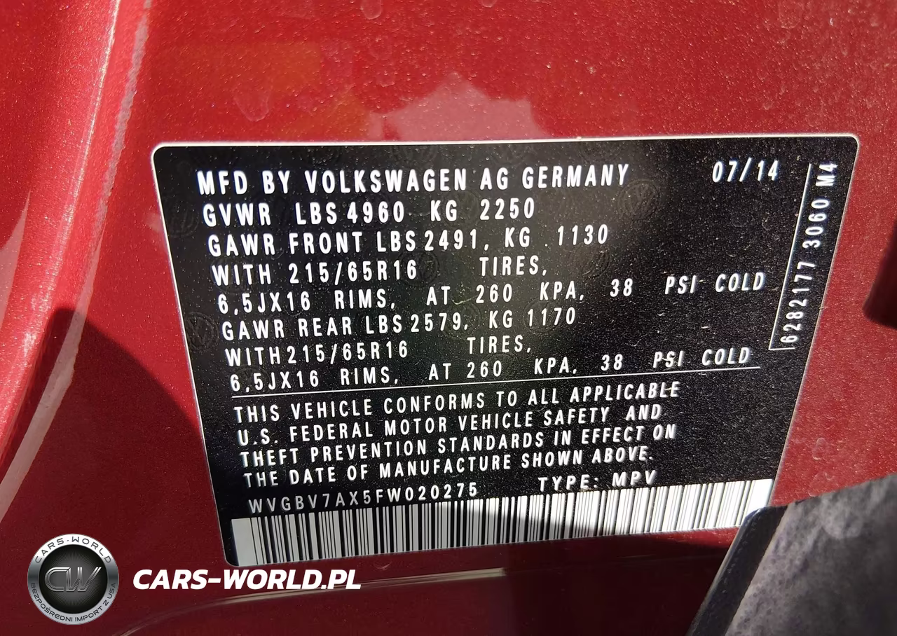2015 Volkswagen Tiguan S VIN:WVGBV7AX5FW020275 - 9