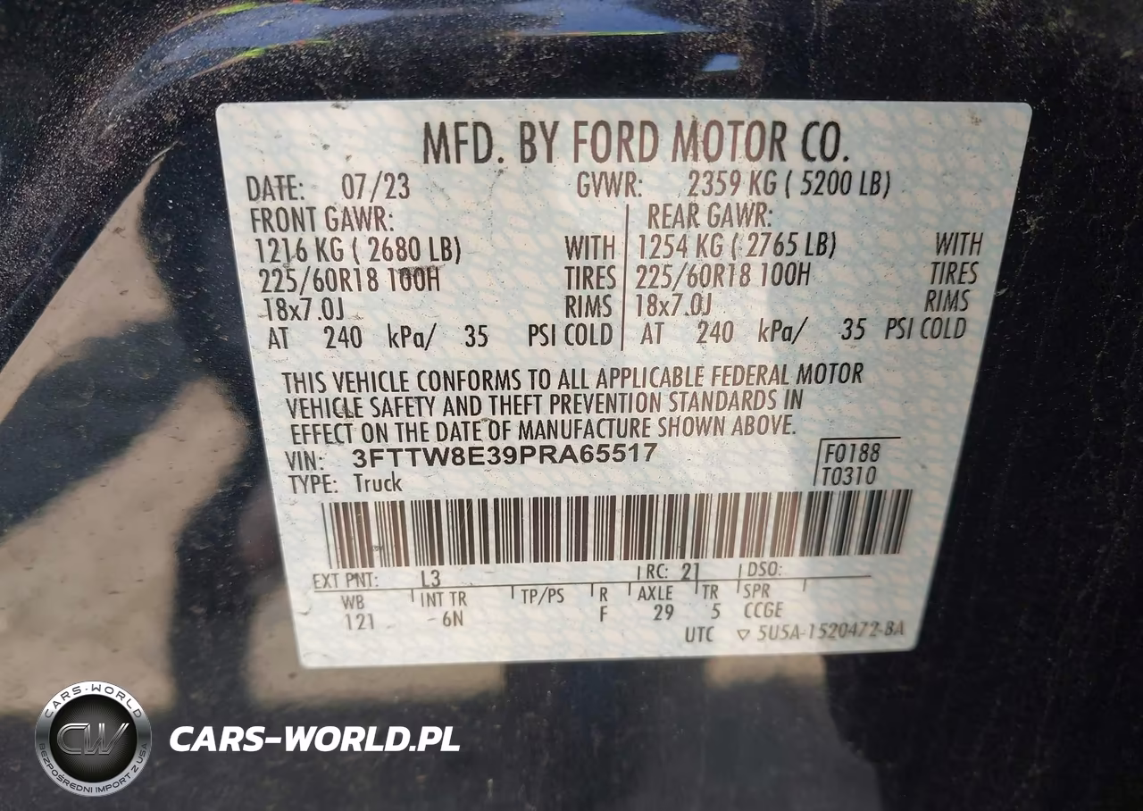 2023 Ford Maverick Lariat VIN:3FTTW8E39PRA65517 - 9