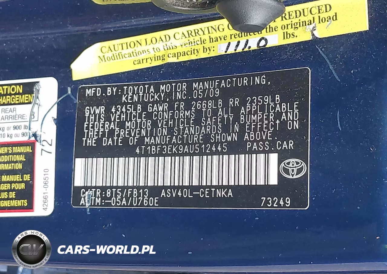 2010 Toyota Camry Le VIN:4T1BF3EK9AU512445 - 9