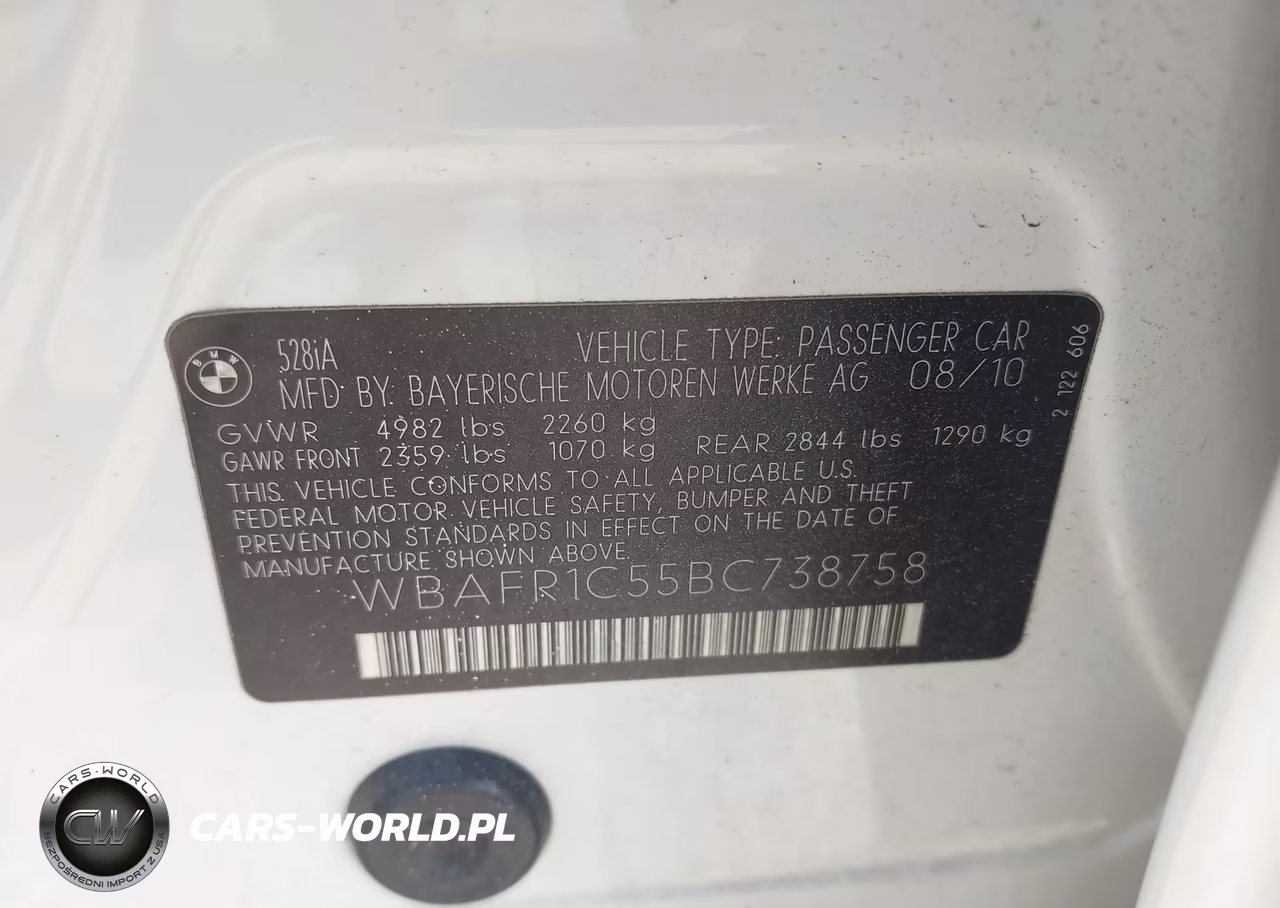 2011 BMW 528I VIN:WBAFR1C55BC738758 - 9